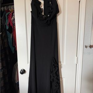 Dress the Population Black Strapless Ruffled Dress